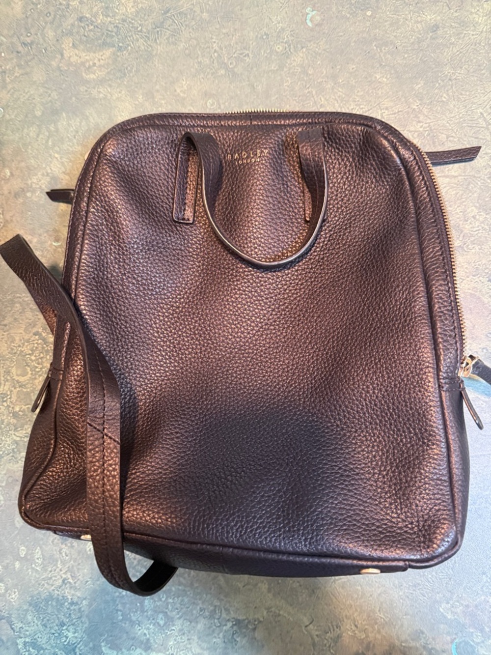 Oakley Black Pebbled Leather Backpack